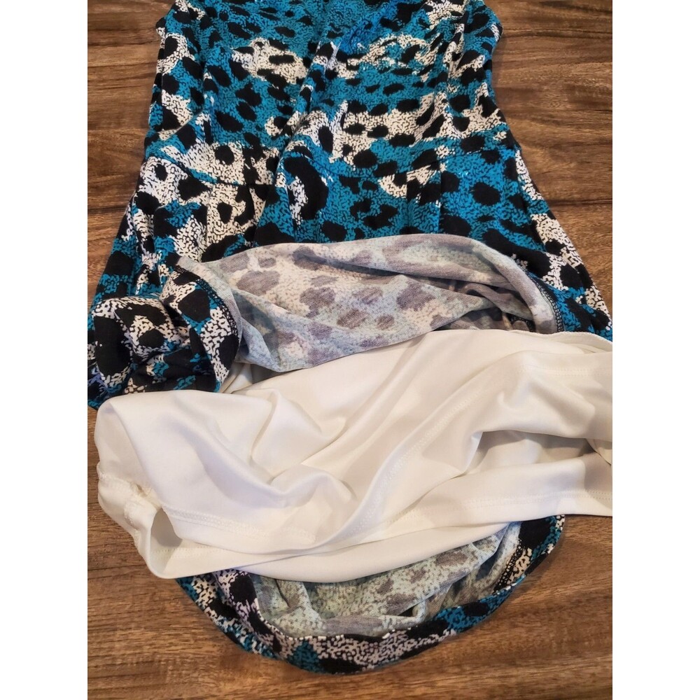Banana Republic Women's XS X-Small Dress Cowl Neck Animal Print Blue Black - Picture 4 of 7